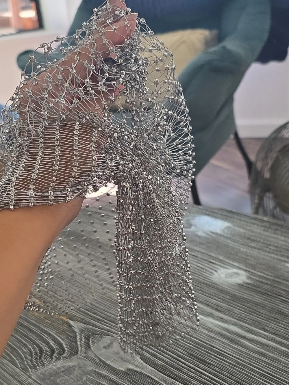 Silver Mesh Statement Headpiece- Women Jewelry